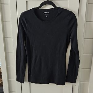 #135 Croft & Barrow Black Crewneck Long Sleeve Top Ptp 18.5+